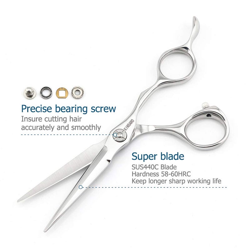 KINSARO 5.5" Professional Hair Scissors to Cut Hair Cutting Haircut Shears 440C Barber Shears Hairdresser Sharp Hair Scissors Bearing Screw KINSARO for Hairdresser Barber or Home Use - Image 3
